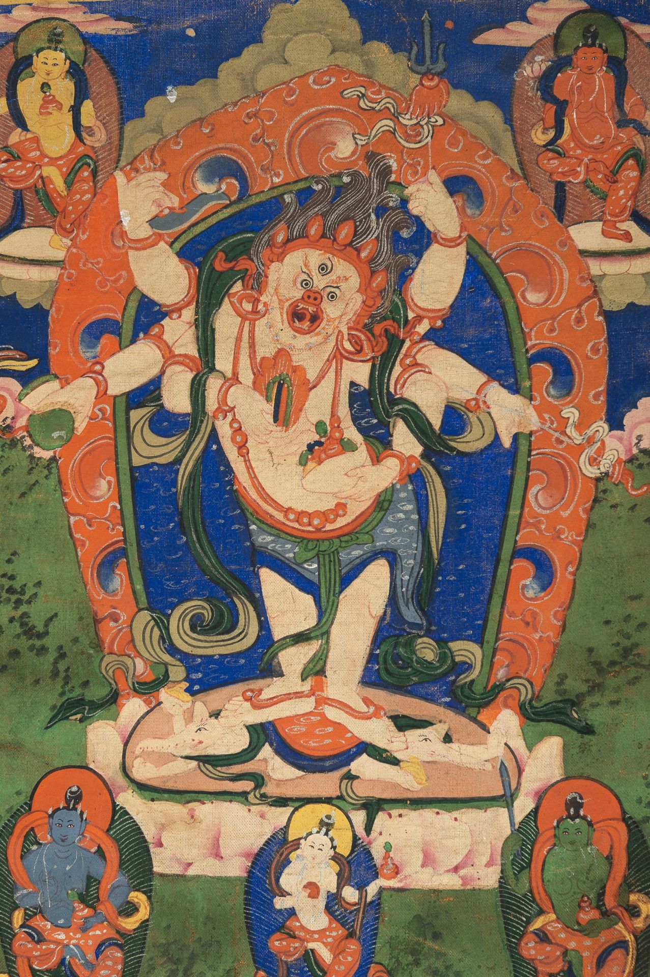 A THANGKA OF WHITE MAHAKALA, 19TH CENTURY - Image 4 of 10