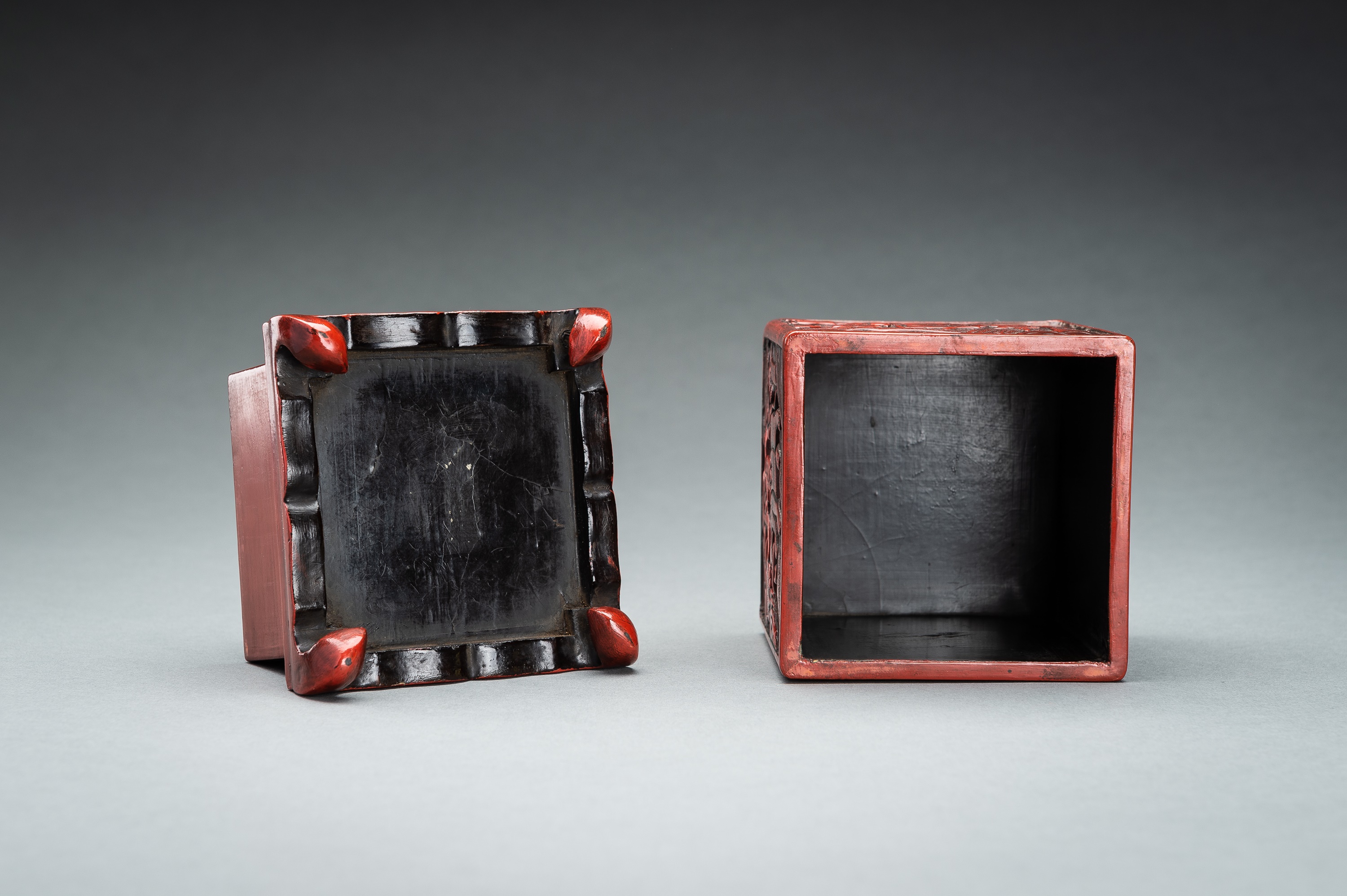 A CINNABAR LACQUER 'IMMORTALS AND BUDAI' BOX AND COVER, QING - Image 14 of 14