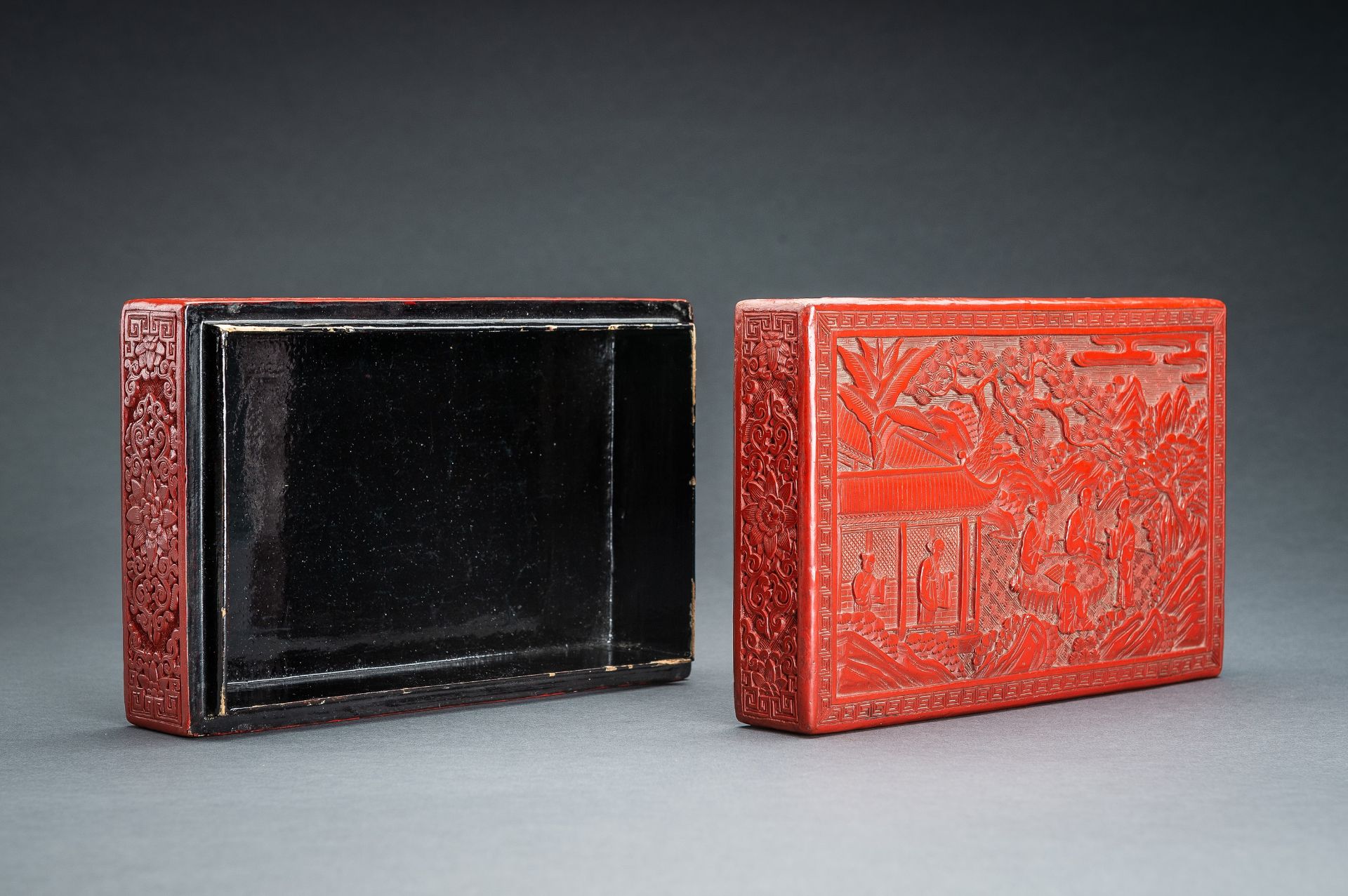 A CINNABAR LACQUER 'SCHOLAR' BOX AND COVER, REPUBLIC PERIOD - Bild 19 aus 20