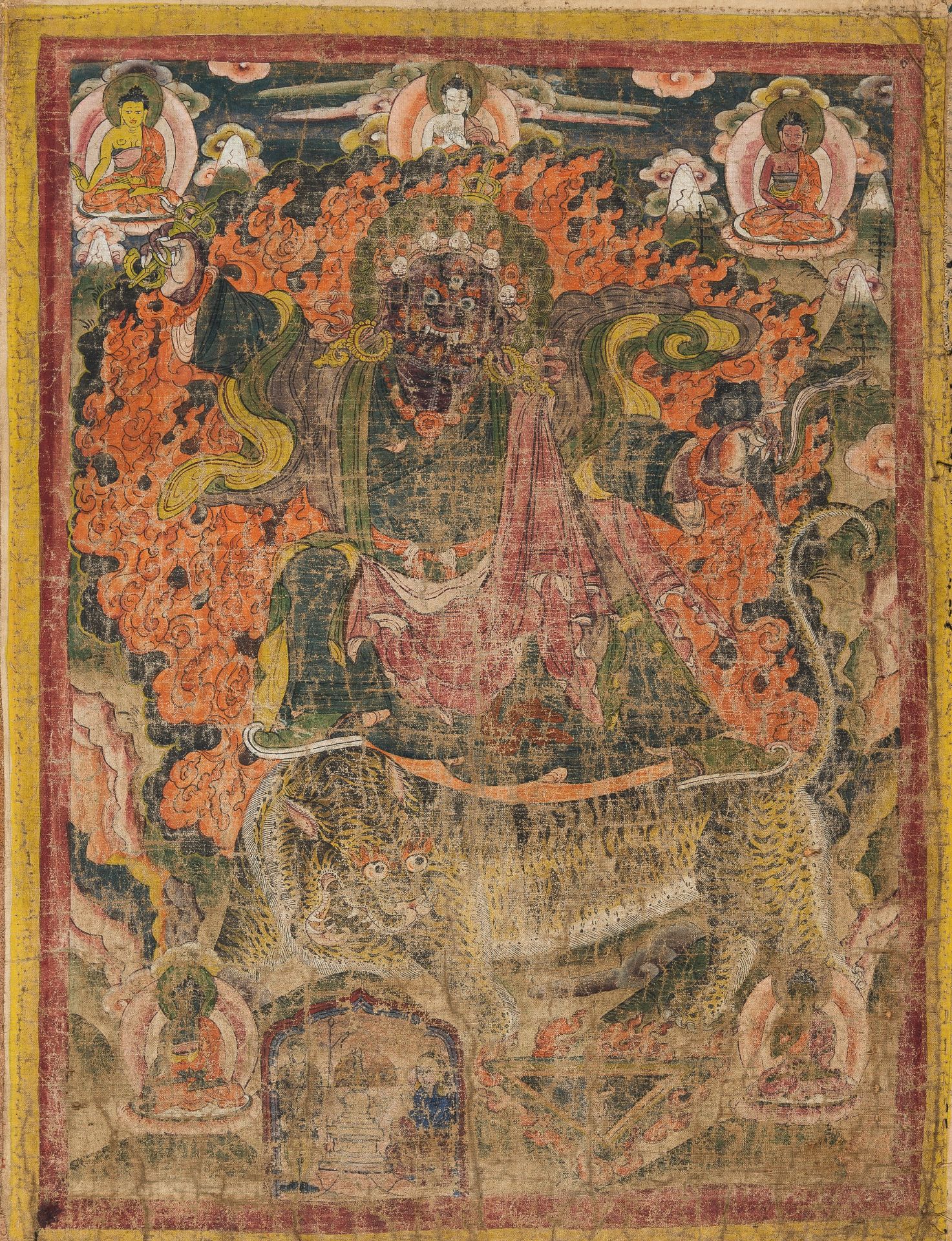 A THANGKA OF MAHAKALA RIDING A TIGER, VYAGHRA-VAHANA - Image 2 of 10