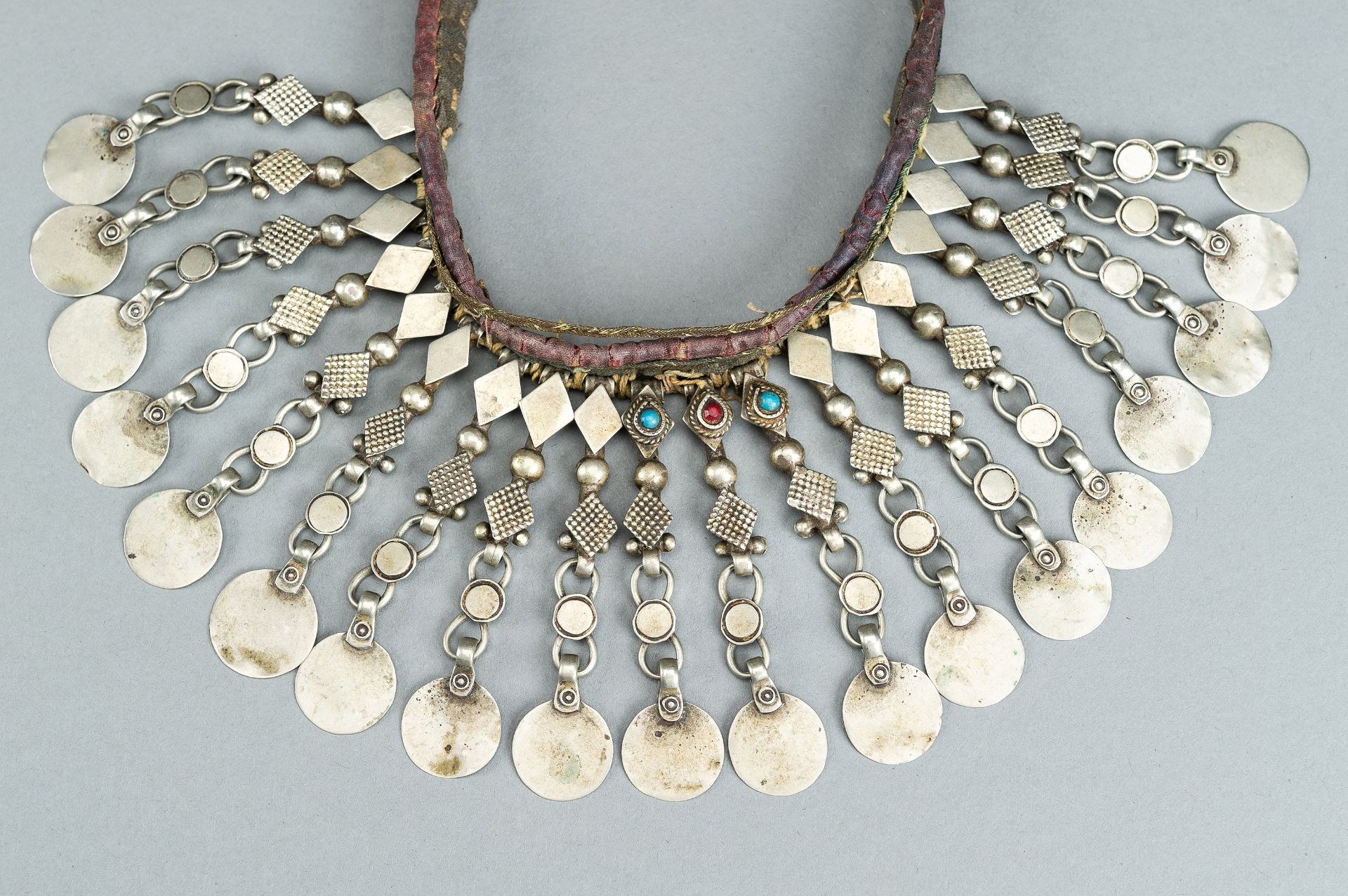 TWO TRIBAL SILVER AND METAL NECKLACES, ONE WITH AFGHAN COINS, c.1950s - Bild 5 aus 12