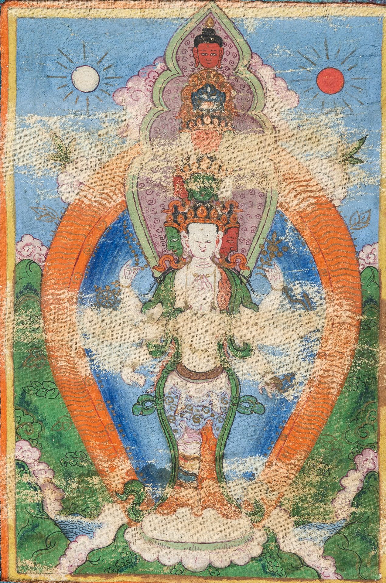 A THANGKA OF AVALOKITESHVARA, 19TH CENTURY