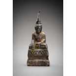 A BURMESE SILVER FOIL FIGURE OF A BUDDHA, SHAN STATE