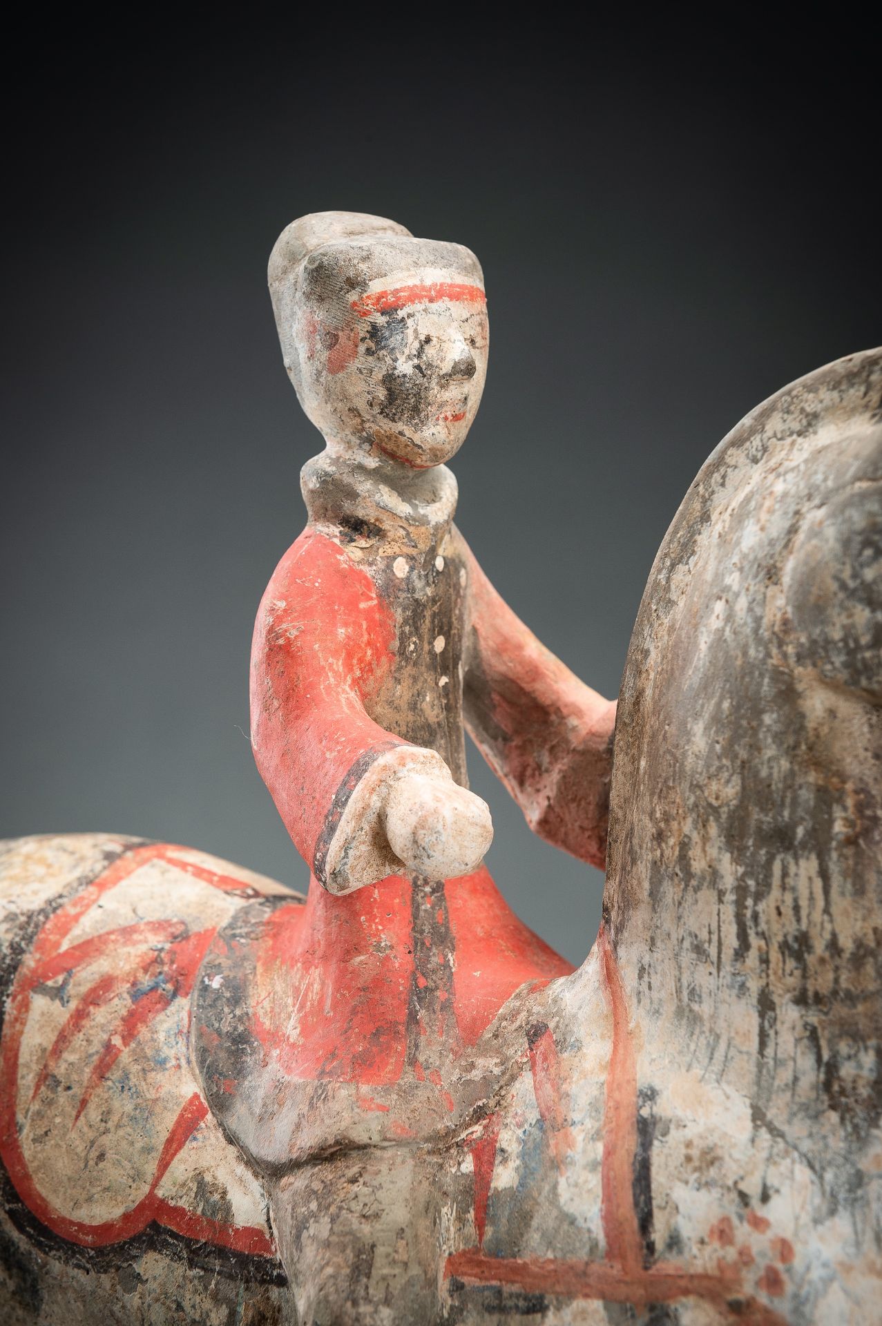 A POTTERY FIGURE OF AN EQUESTRIAN, HAN DYNASTY - Image 12 of 17