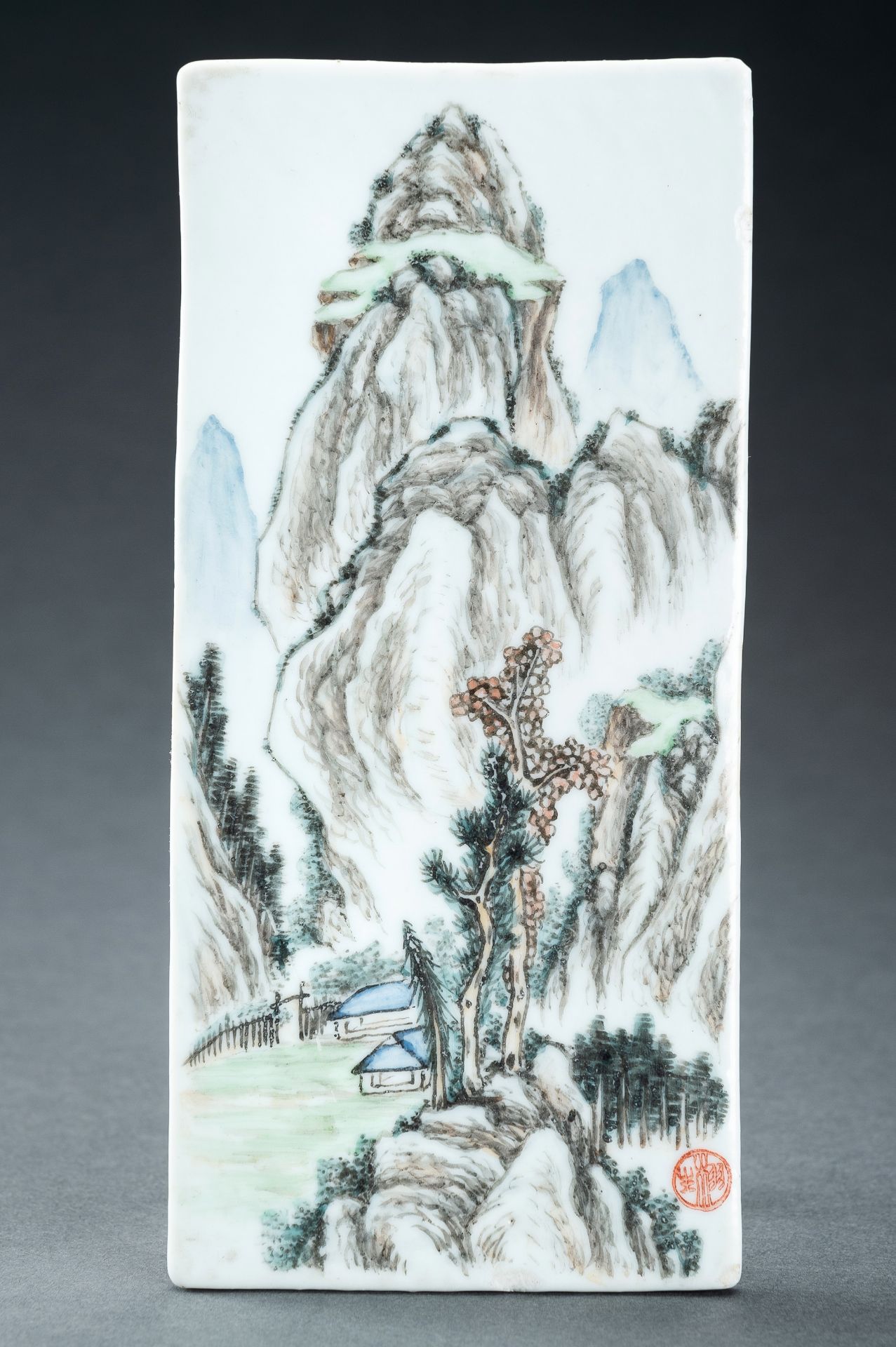 A 'QIANJIANG CAI' ENAMELLED 'LANDSCAPE' PLAQUE