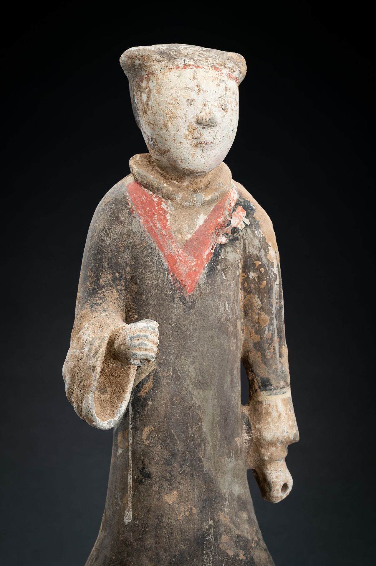 A POTTERY FIGURE OF A GUARD, HAN DYNASTY - Image 4 of 14