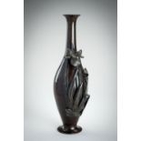 SEIYA: A BRONZE VASE WITH LILIES, MEIJI