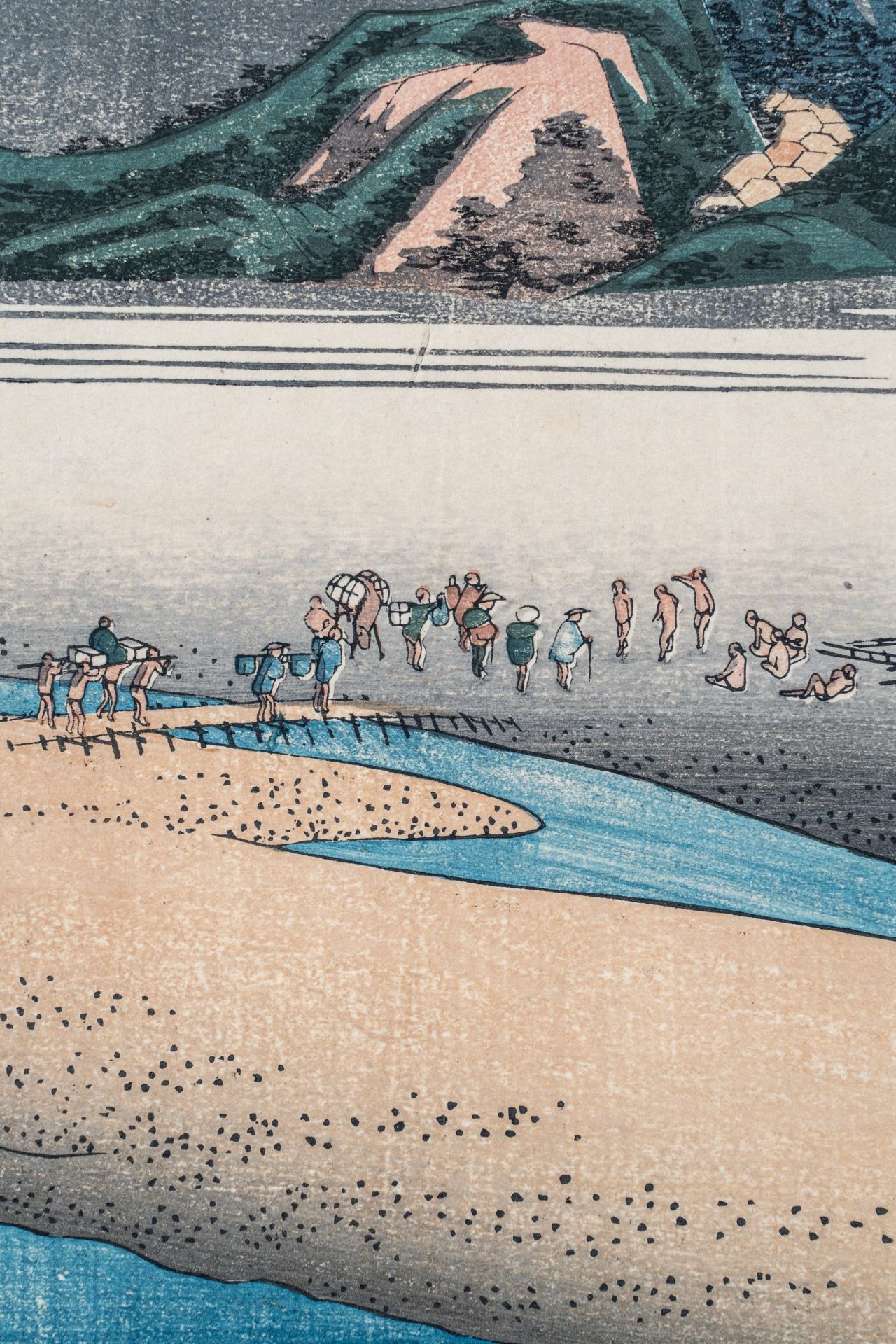 UTAGAWA HIROSHIGE (1797-1858): THE FAR BANK OF THE OI RIVER AT KANAYA - Bild 4 aus 6