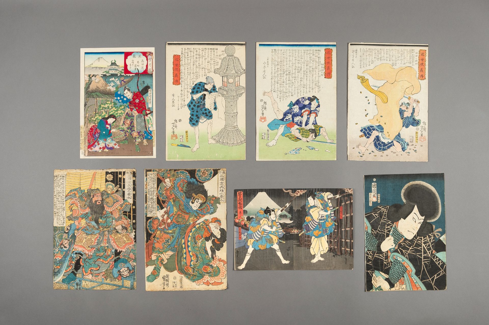 A GROUP OF EIGHT COLOR WOODBLOCK PRINTS, 19TH CENTURY