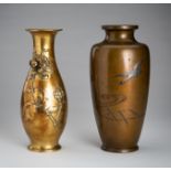 A LOT WITH TWO BRONZE VASES, MEIJI PERIOD