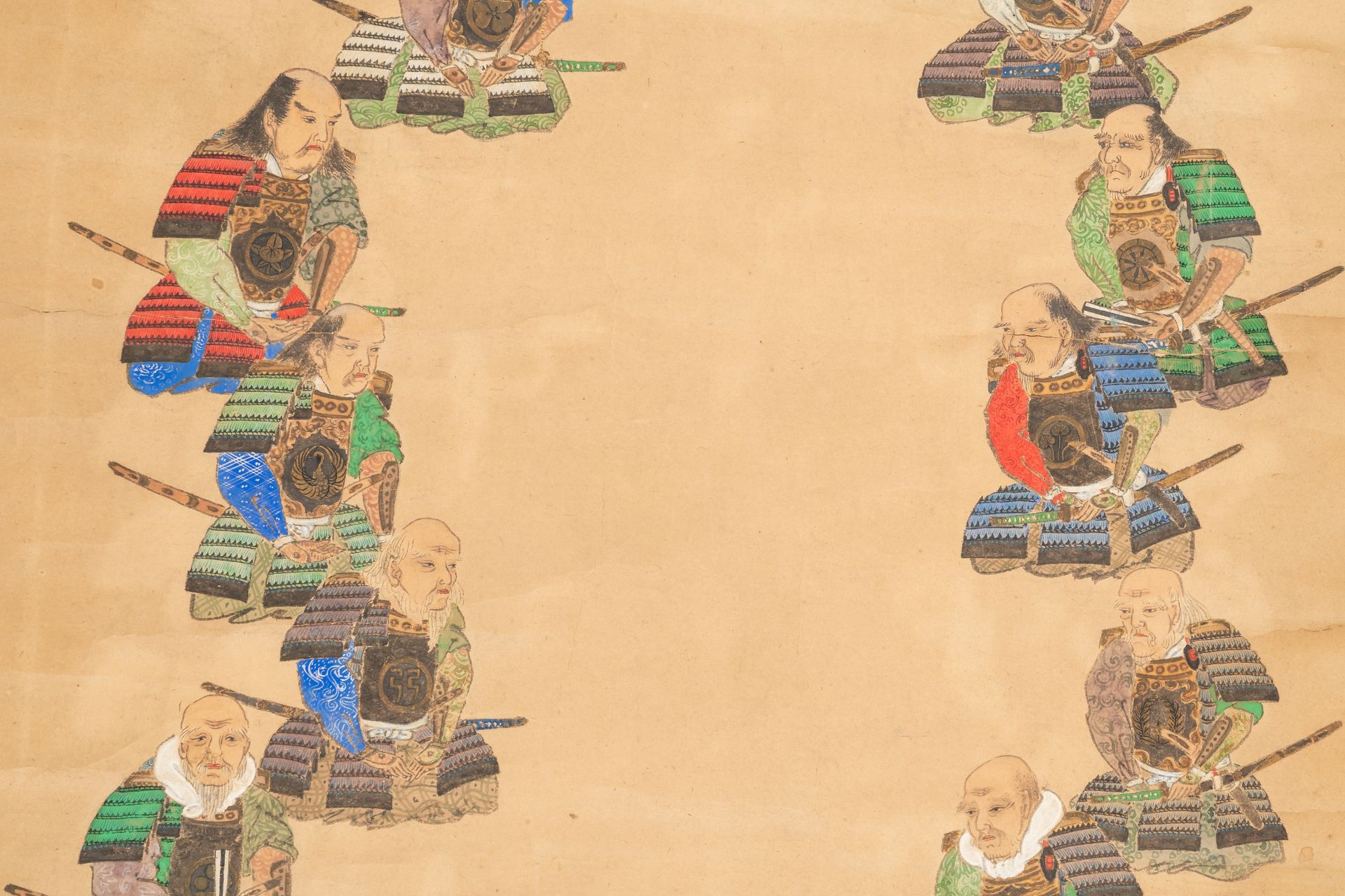 A SCROLL PAINTING OF THE SIXTEEN DIVINE GENERALS OF THE TOKUGAWA IEYASU - Bild 4 aus 9