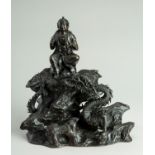 A FINE BRONZE FIGURE OF BENTEN WITH DRAGON, MEIJI