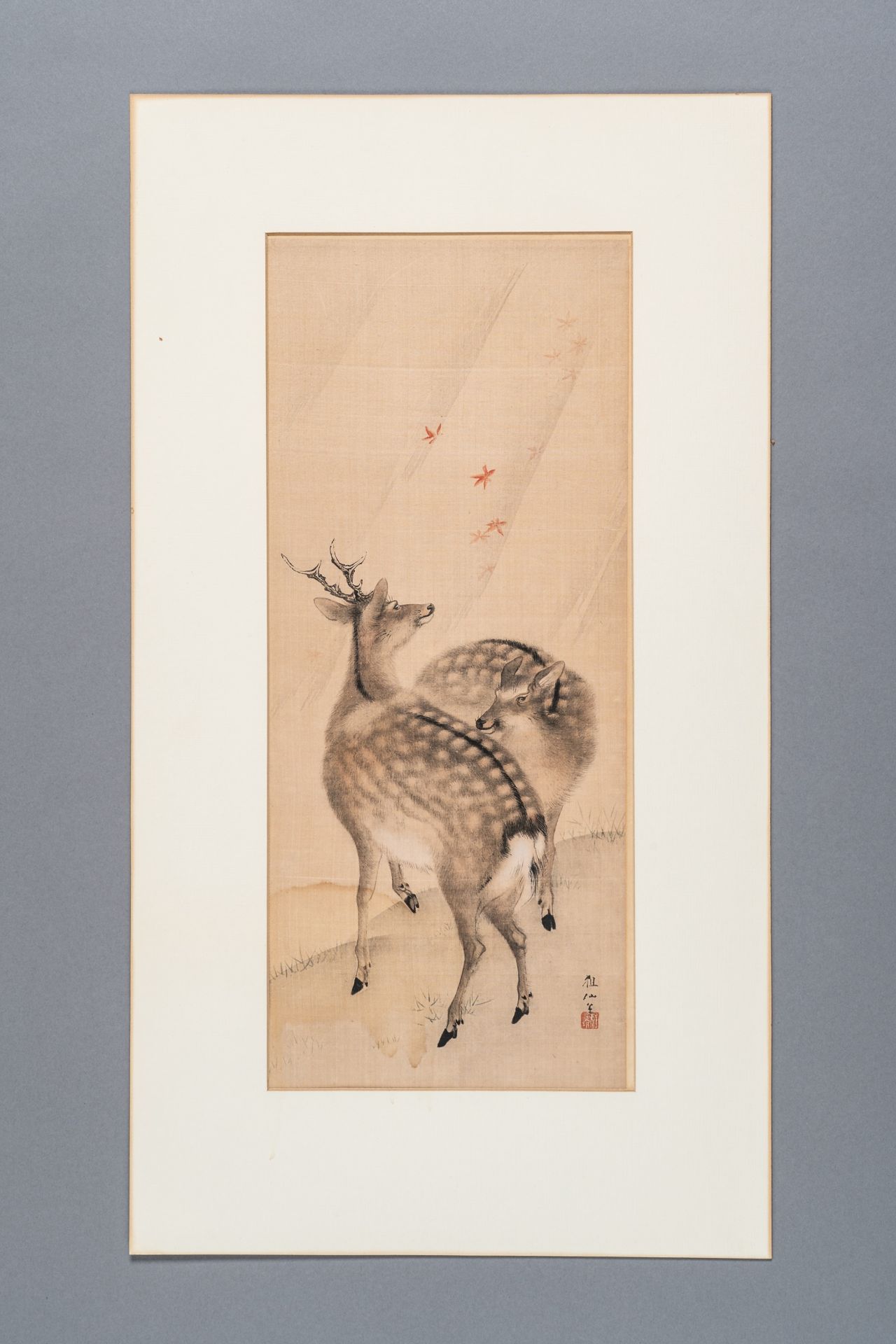 A SIGNED PAINTING OF TWO DEER, MEIJI - Bild 2 aus 6