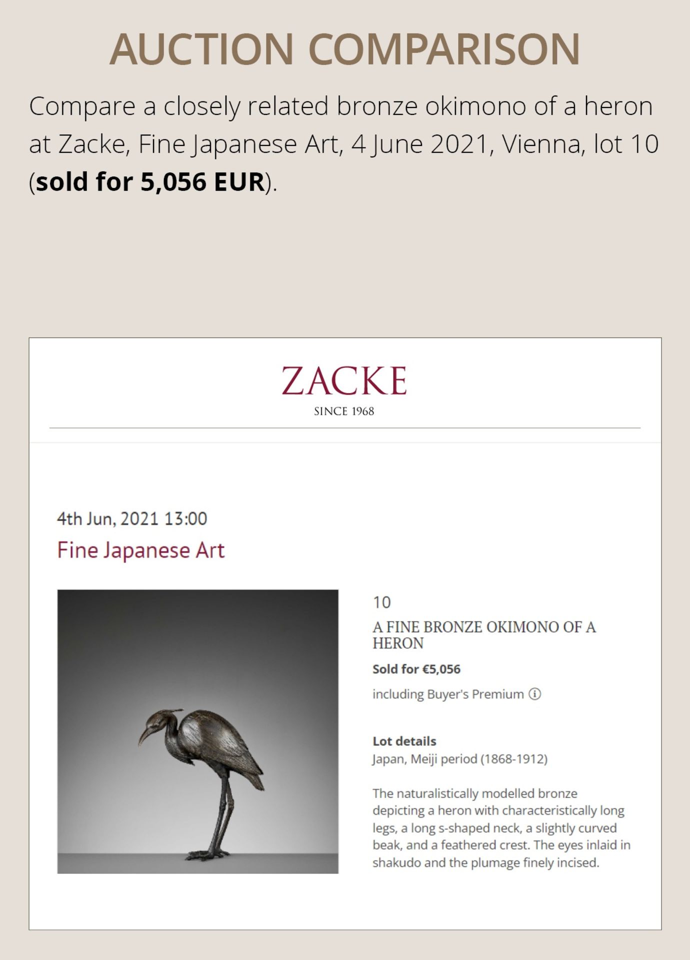 A FINE BRONZE OKIMONO OF A HERON - Bild 5 aus 11