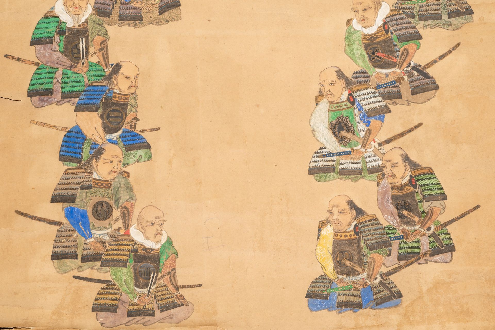 A SCROLL PAINTING OF THE SIXTEEN DIVINE GENERALS OF THE TOKUGAWA IEYASU - Bild 5 aus 9