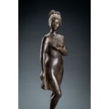 KATSUZO ENTSUBA: A MODERNIST BRONZE SCULPTURE OF A YOUNG GIRL