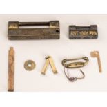 A LOT WITH THREE METAL LOCKS AND KEYS, EDO - MEIJI