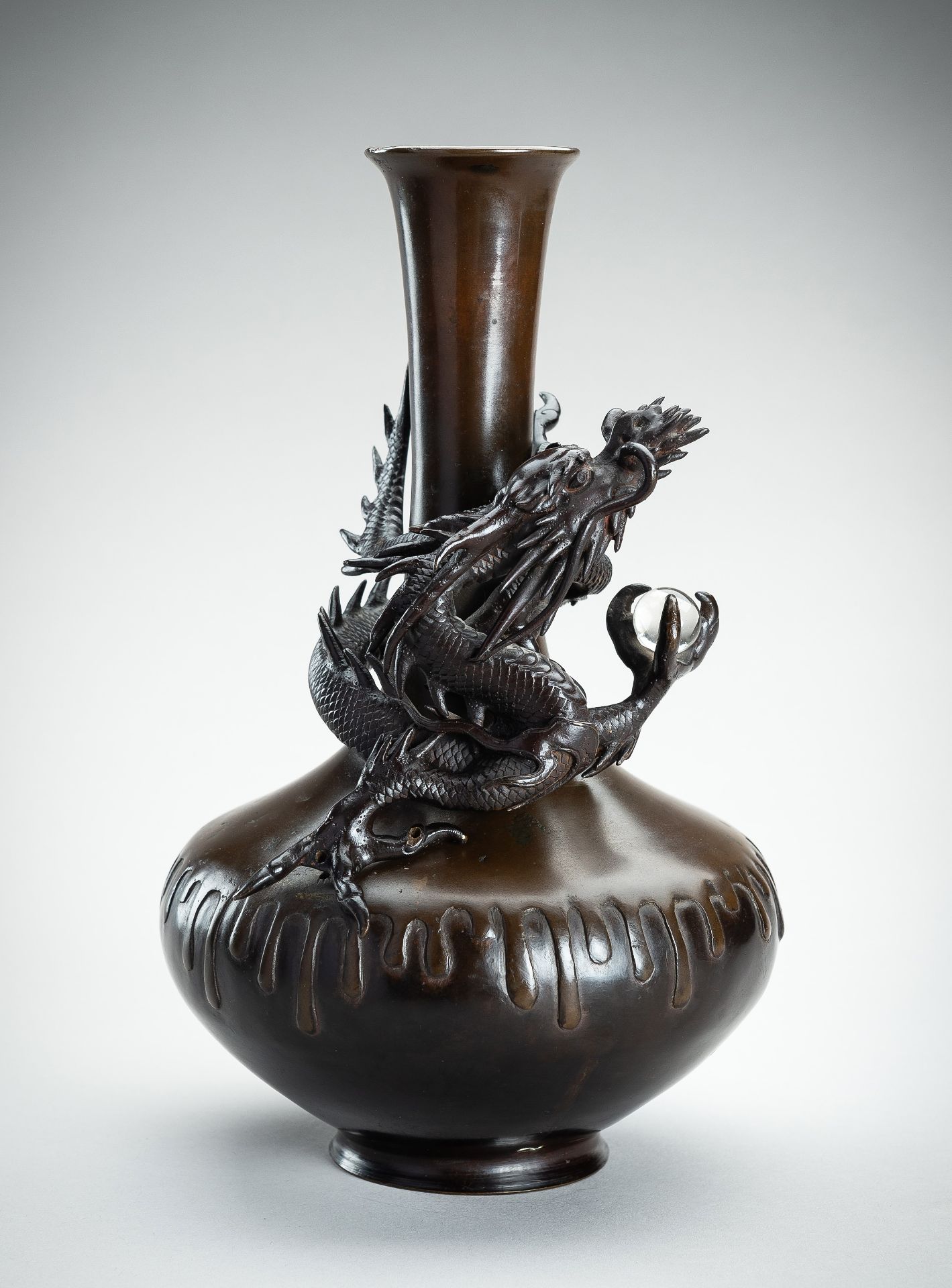 A BRONZE VASE WITH A DRAGON, MEIJI