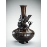 A BRONZE VASE WITH A DRAGON, MEIJI