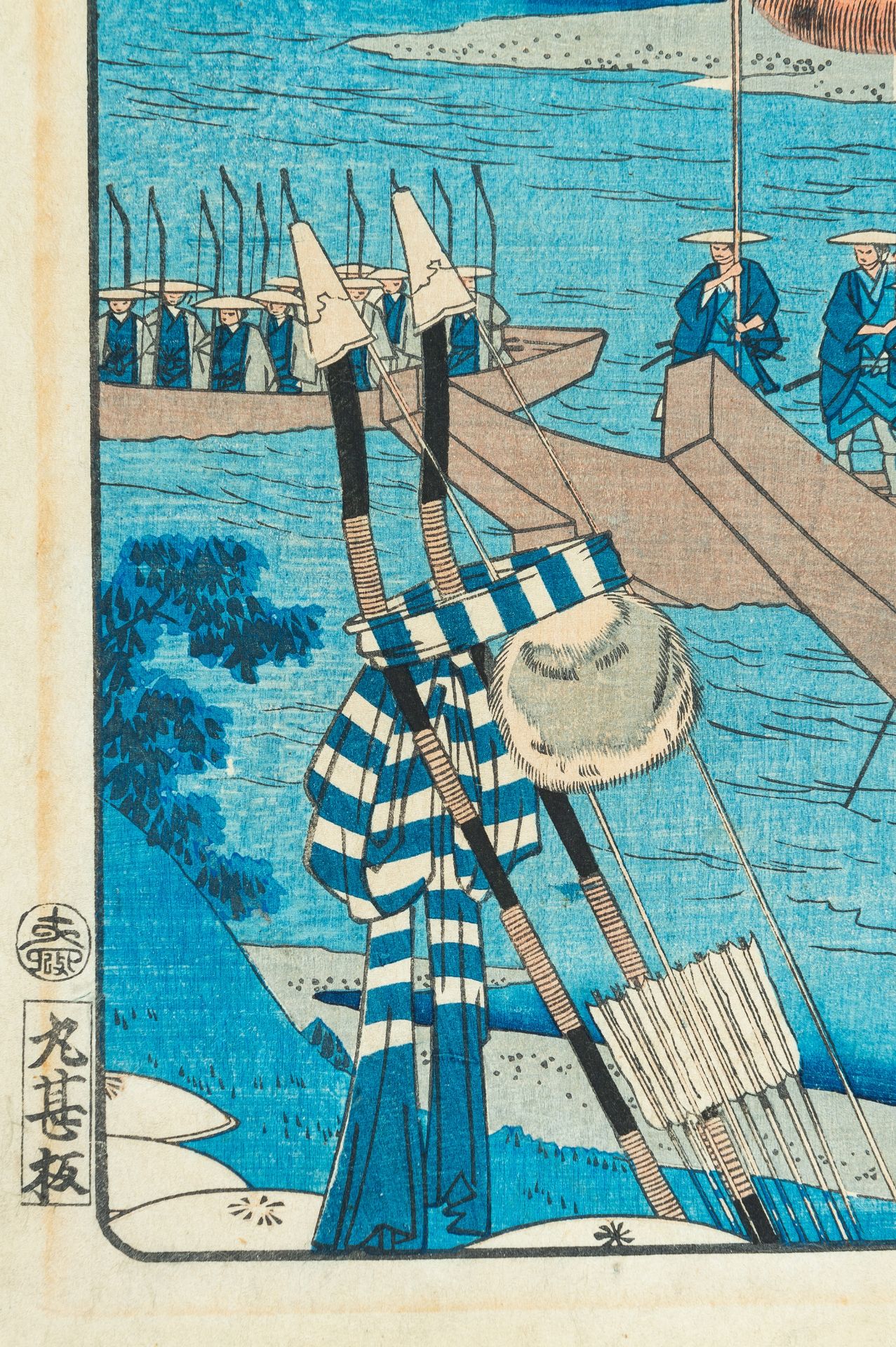 UTAGAWA HIROSHIGE II (1829 - 1869): RIVER CROSSING AT KANBARA - Bild 6 aus 10