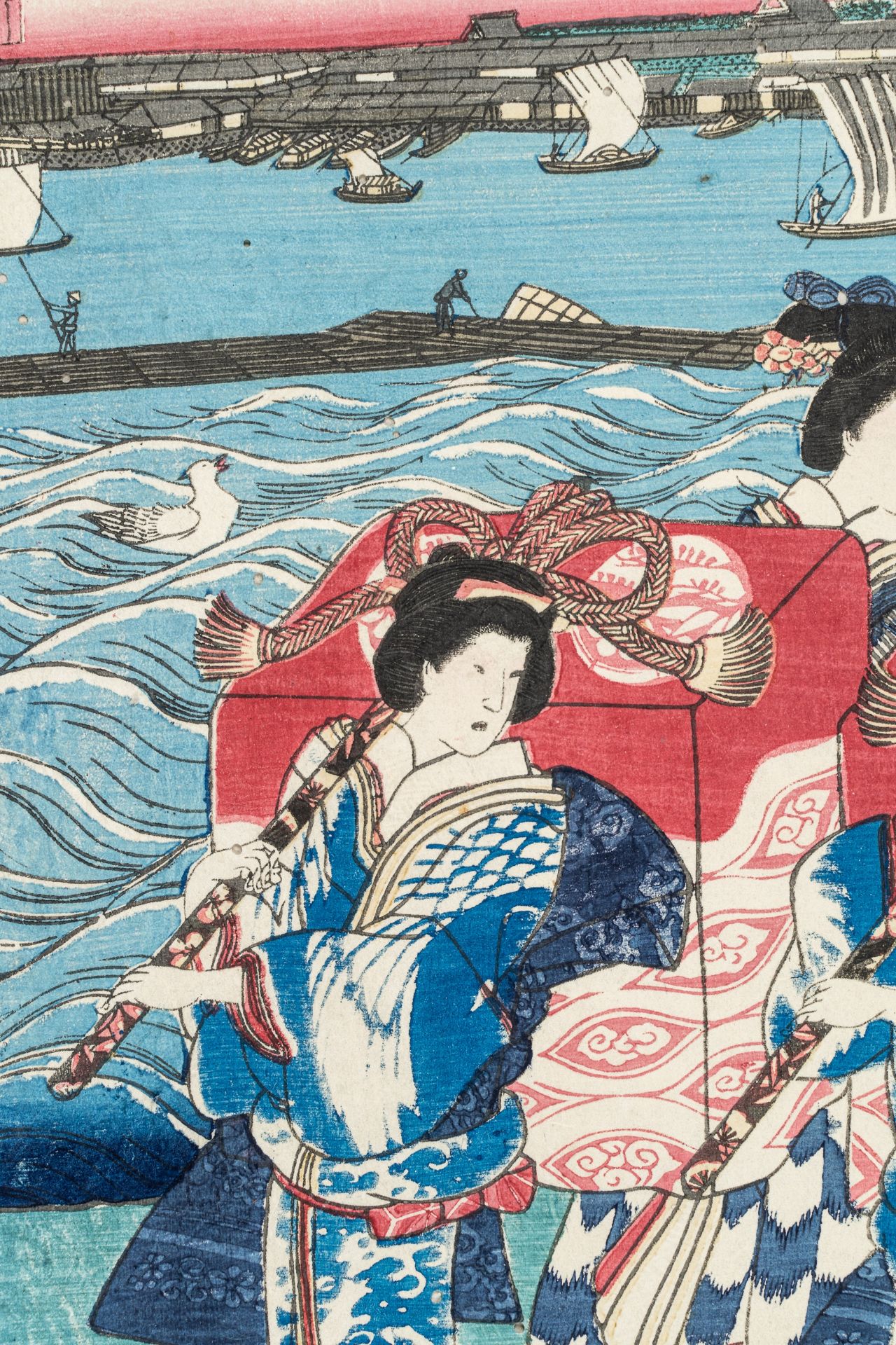 UTAGAWA SADAHIDE (1807-1873), COURT LADIES GOING OUT FOR CHERRY BLOSSOM VIEWING - Bild 5 aus 8
