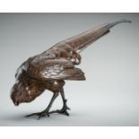 AKASOFU GYOKKO: A BRONZE OKIMONO OF A PHEASANT, MEIJI