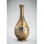 A SIGNED IRO-E TAKAZOGAN INLAID BRONZE VASE WITH FLOWERS, MEIJI