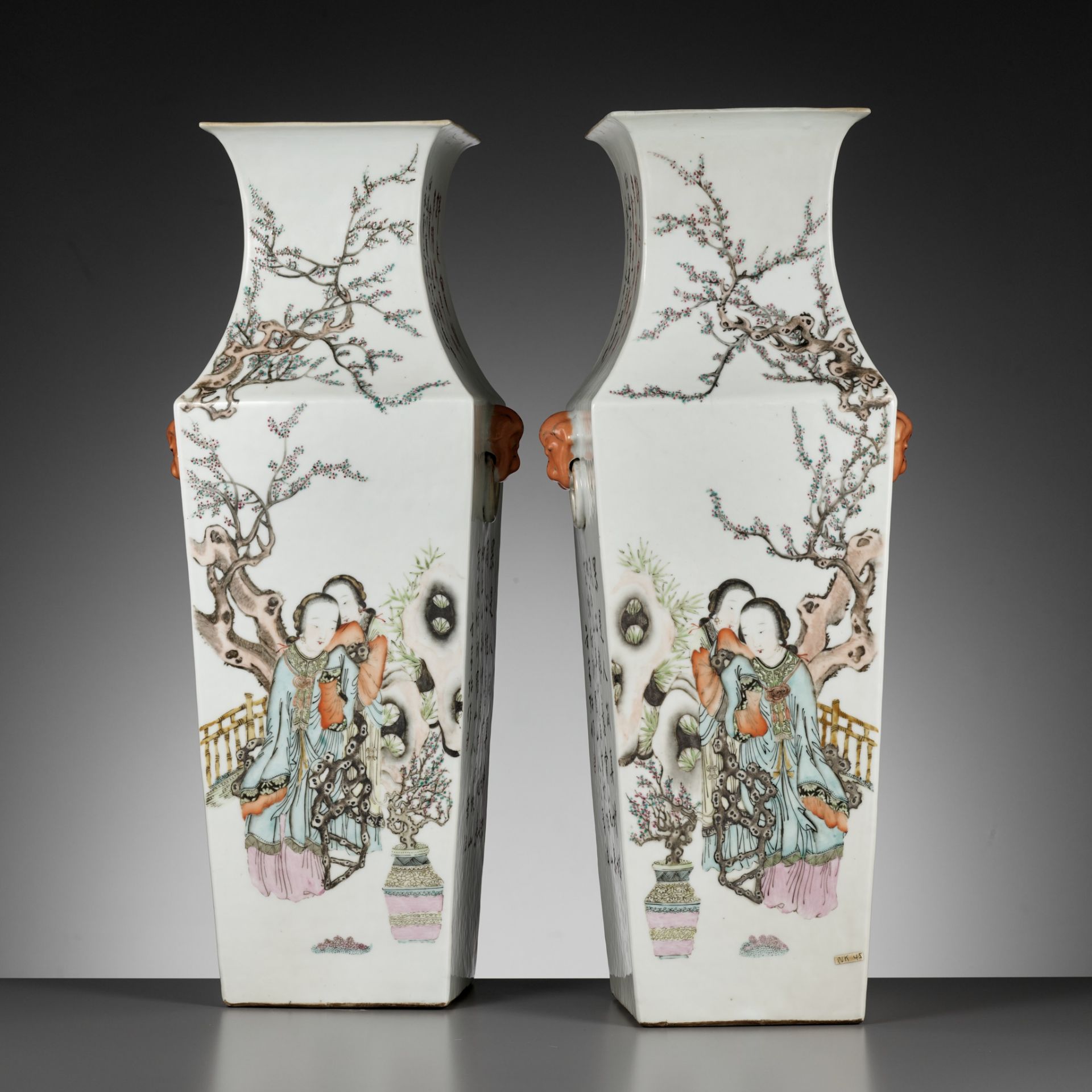 A PAIR OF LARGE QIANJIANG CAI VASES, BY FANG JIAZHEN, CHINA, DATED 1895