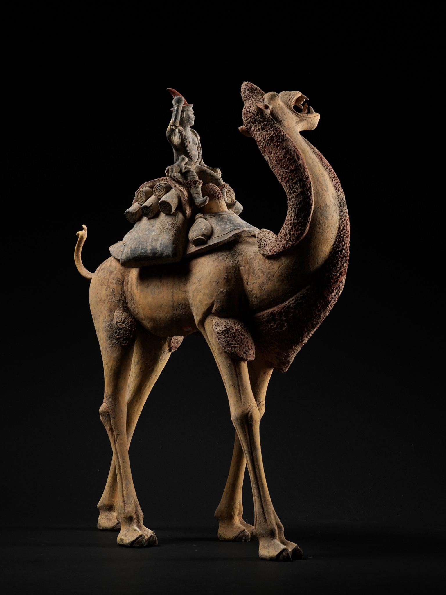 AN EXCEPTIONALLY LARGE PAINTED POTTERY FIGURE OF A BACTRIAN CAMEL AND A SOGDIAN RIDER, TANG DYNASTY - Image 12 of 12