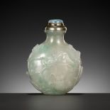 A JADEITE SNUFF BOTTLE DEPICTING A CARP TRANSFORMING INTO A DRAGON, CHINA, 1770-1850