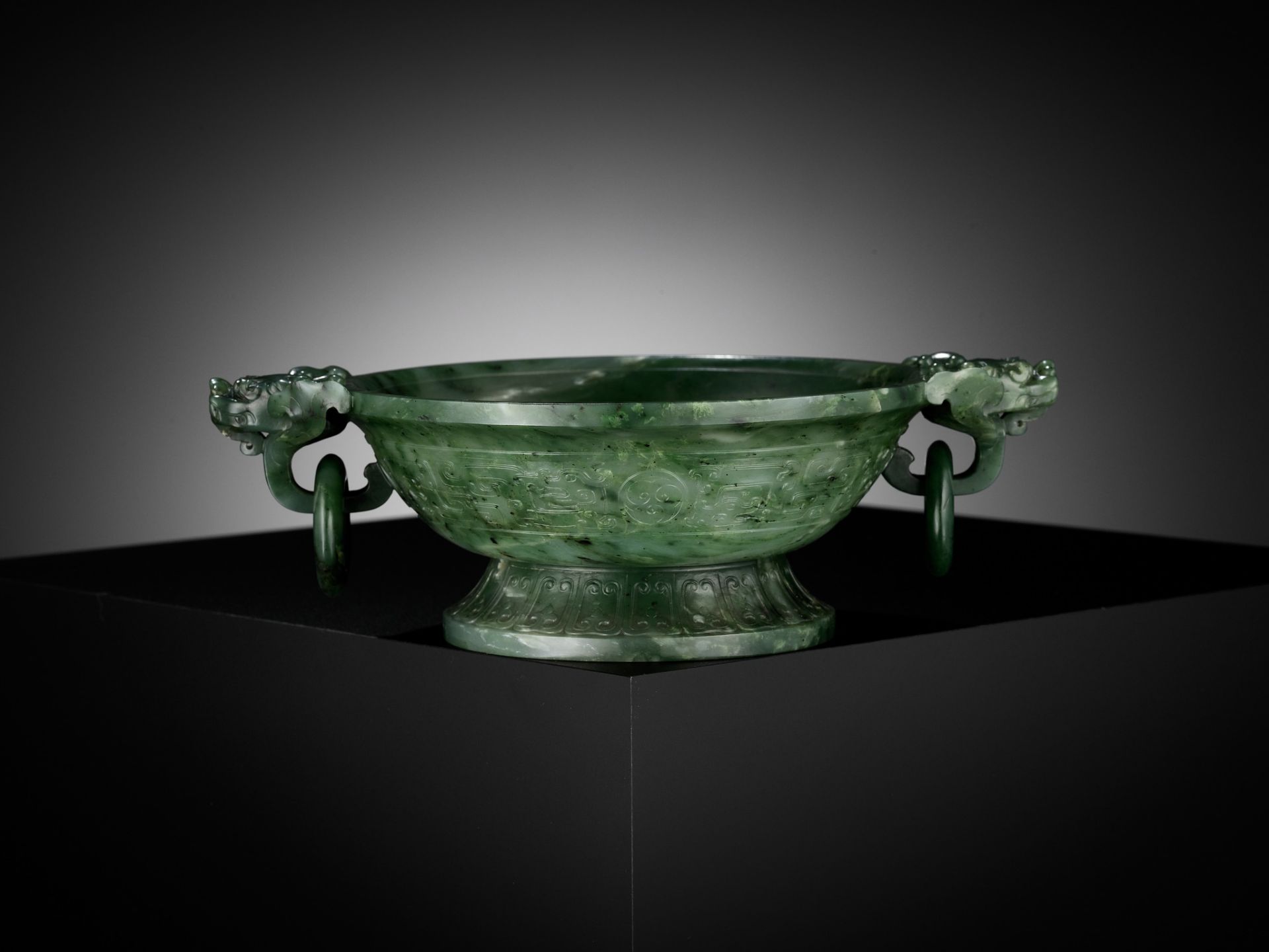 A SPINACH-GREEN JADE MARRIAGE BOWL, CHINA, 18TH CENTURY - Image 2 of 13