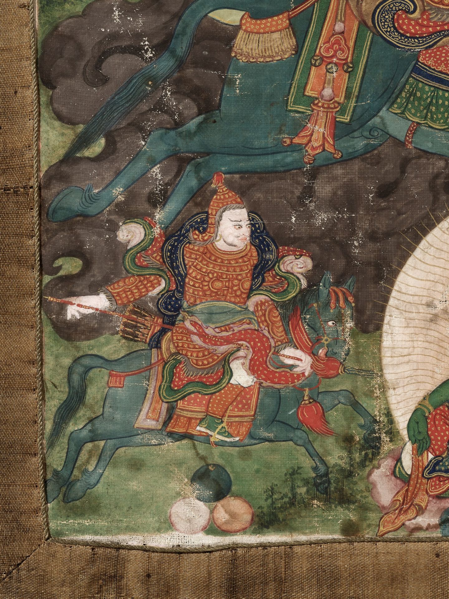 A THANGKA DEPICTING RUDRA CHAKRIN, THE LAST KULIKA KING OF SHAMBHALA, TIBET, 18TH-19TH CENTURY - Image 11 of 21