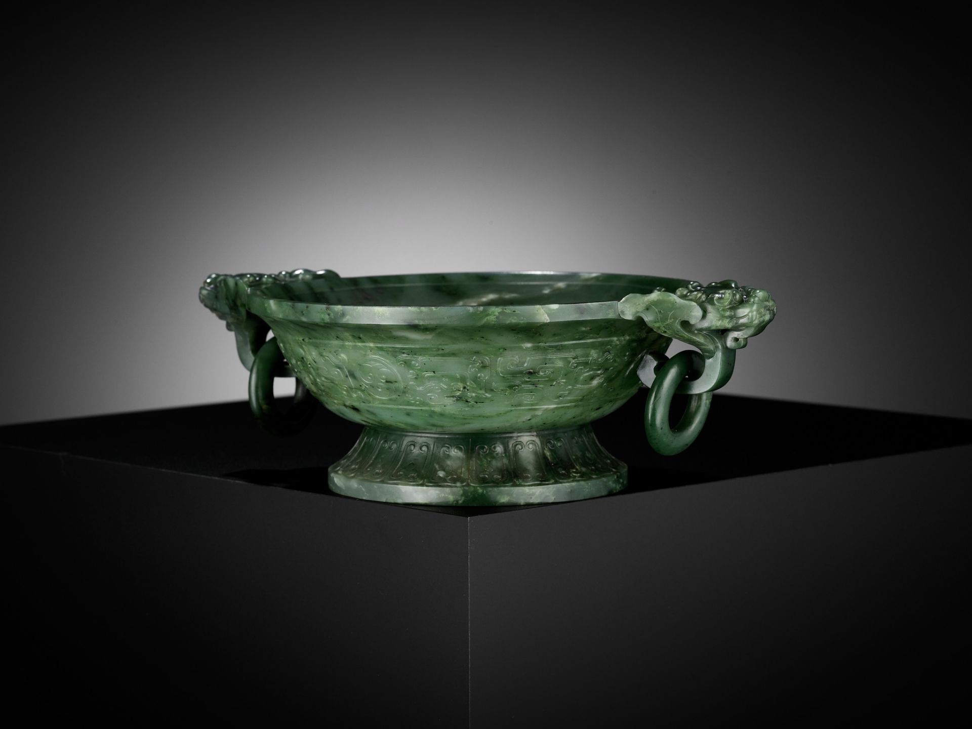 A SPINACH-GREEN JADE MARRIAGE BOWL, CHINA, 18TH CENTURY - Image 6 of 13