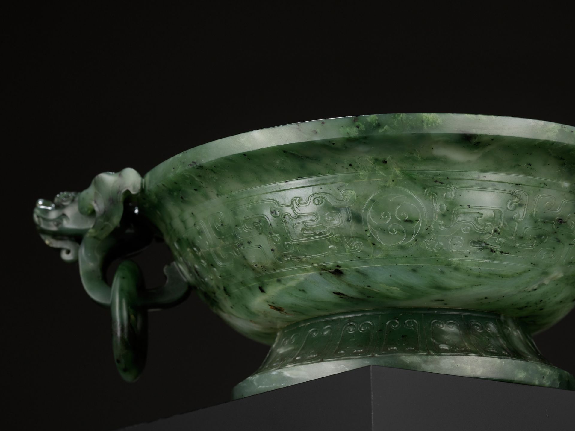 A SPINACH-GREEN JADE MARRIAGE BOWL, CHINA, 18TH CENTURY - Image 3 of 13