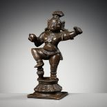 A COPPER ALLOY FIGURE OF DANCING KRISHNA, SOUTH INDIA, 17TH-18TH CENTURY