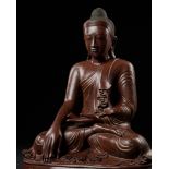 A LARGE BRONZE STATUE OF BUDDHA SHAKYAMUNI, EARLY MANDALAY PERIOD