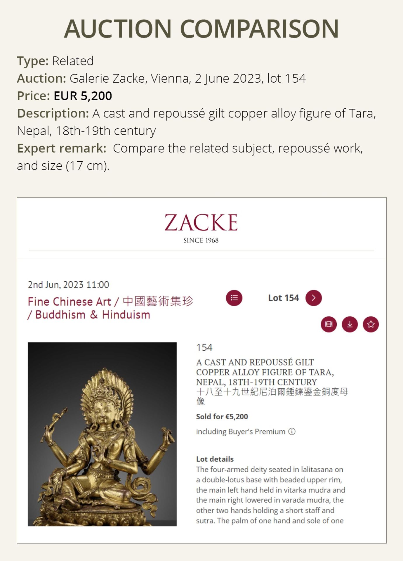 A GILT COPPER REPOUSSE FIGURE OF TARA, NEPAL, 18TH-19TH CENTURY - Image 4 of 15