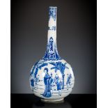 A LARGE BLUE AND WHITE 'PLAYING DISCIPLES' BOTTLE VASE, CHINA, 18th - 19th CENTURY