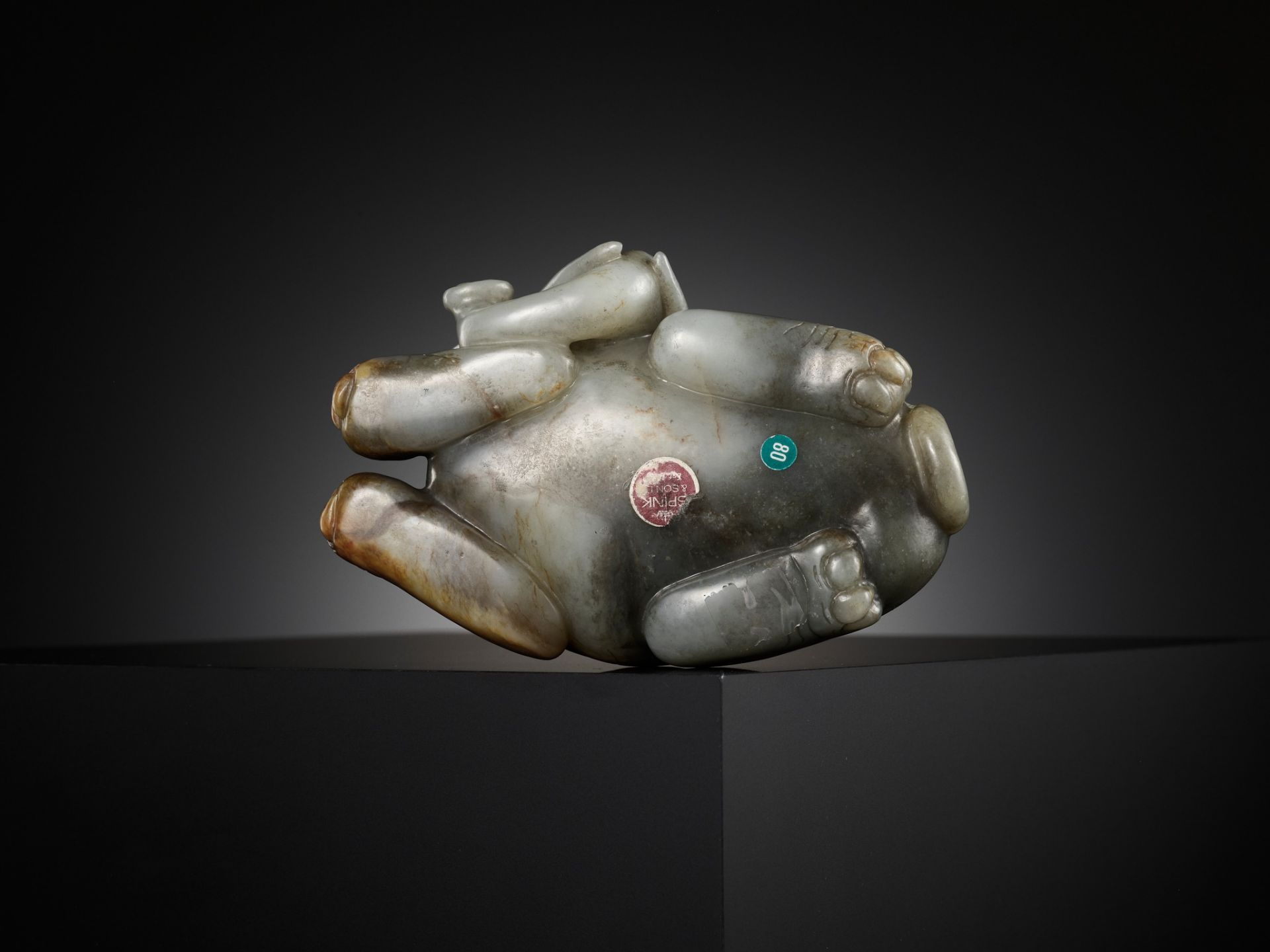 A GRAY AND RUSSET JADE FIGURE OF A RECUMBENT ELEPHANT, LATE MING TO MID-QING DYNASTY - Image 15 of 15
