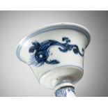 A BLUE AND WHITE 'DRAGON' STEM CUP, SECOND HALF OF THE MING DYNASTY