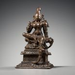 A RARE BRONZE FIGURE OF PARVATI, CHOLA PERIOD, SOUTH INDIA, 13TH-14TH CENTURY