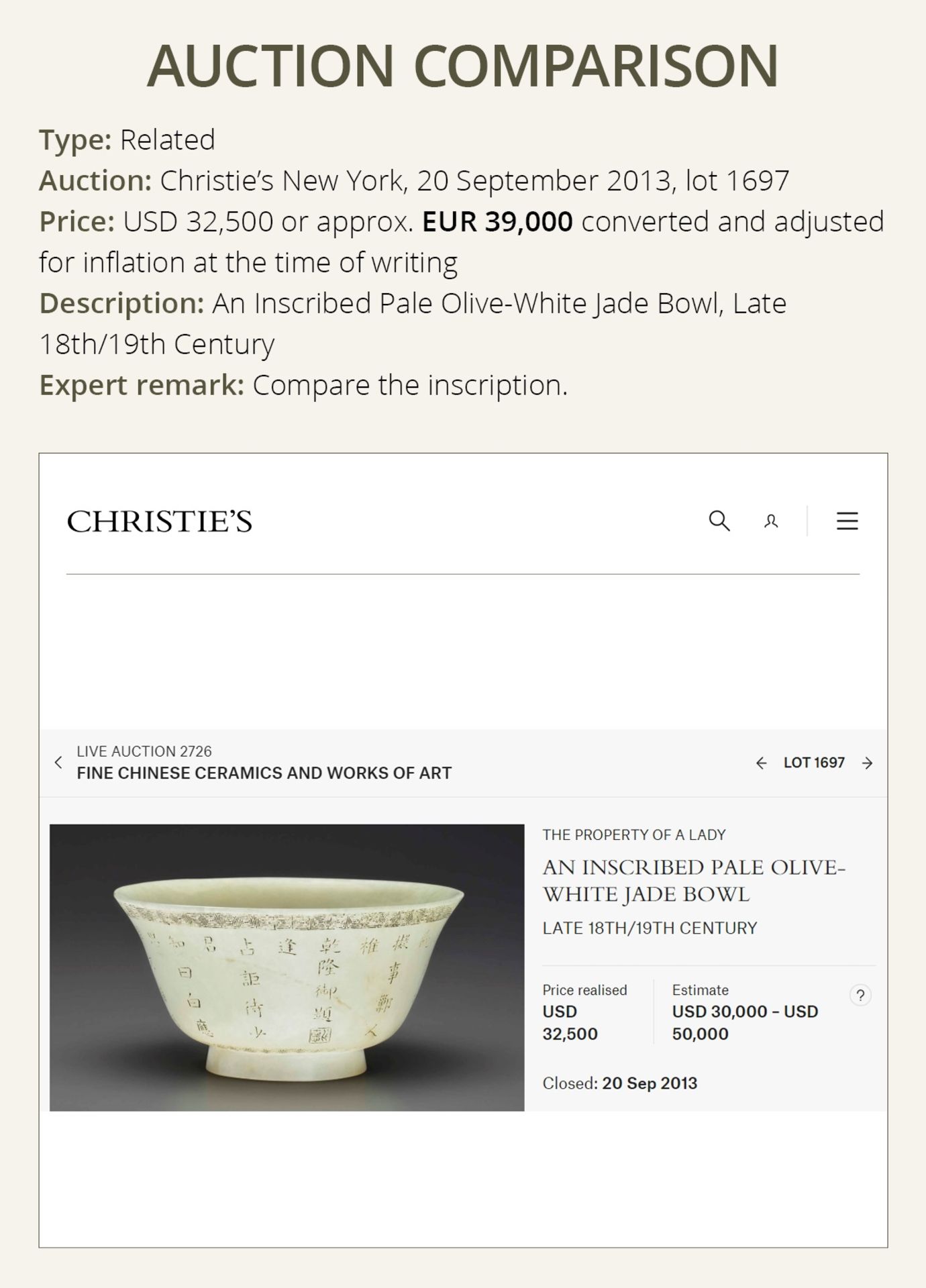 AN INSCRIBED AND TRANSLUCENT JADE 'ORCHIDS' BOWL, CHINA, 18th CENTURY - Bild 4 aus 18