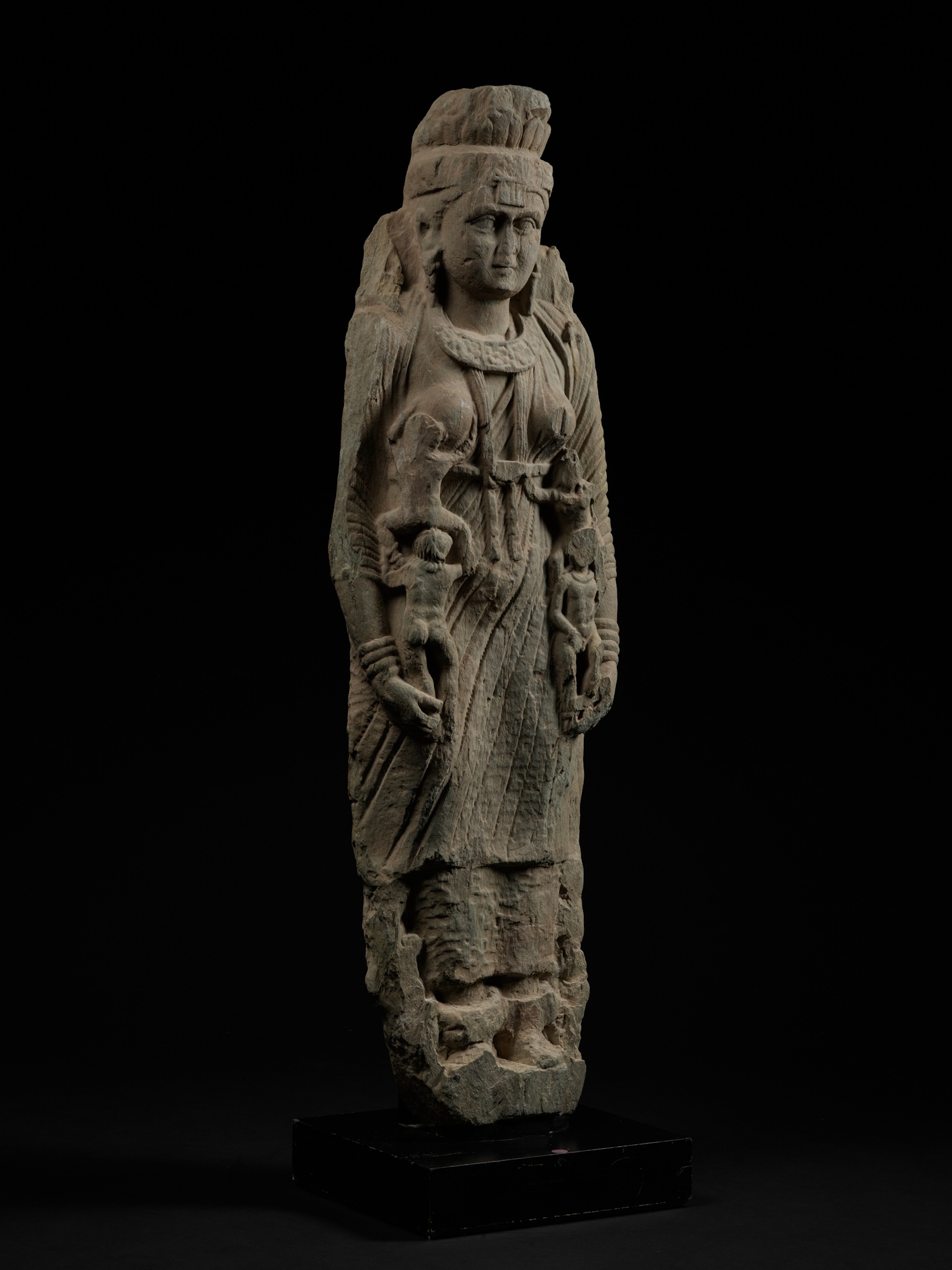 A MONUMENTAL SCHIST FIGURE OF THE GODDESS HARITI, ANCIENT REGION OF GANDHARA - Image 11 of 13