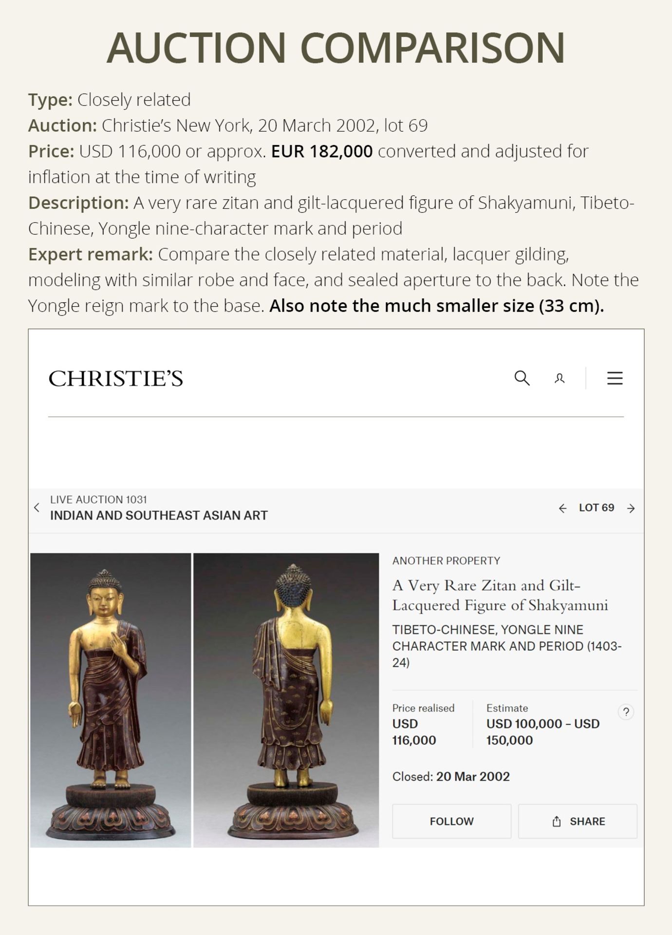 A LARGE AND HIGHLY IMPORTANT ZITAN AND GILT-LACQUERED STATUE OF SARIPUTRA, THE FIRST OF BUDDHA'S TWO - Image 4 of 26
