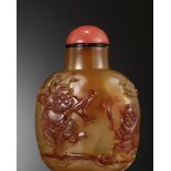 A CAMEO AGATE 'ZHONG KUI' SNUFF BOTTLE, OFFICIAL SCHOOL, CHINA, 1770-1840