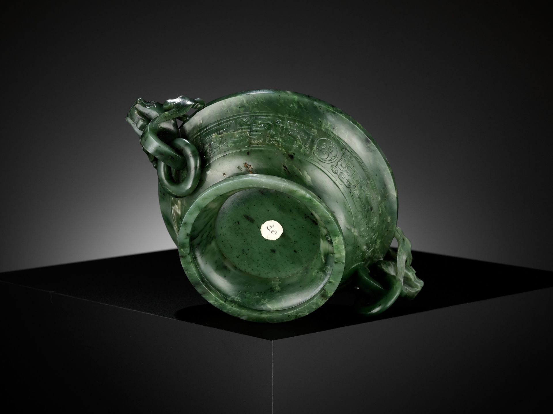 A SPINACH-GREEN JADE MARRIAGE BOWL, CHINA, 18TH CENTURY - Image 13 of 13