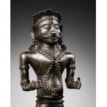 A BRONZE FIGURE OF SHIVA, SOUTH INDIA, KARNATAKA, EARLY 19TH CENTURY