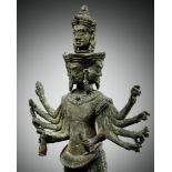 A BRONZE FIGURE OF SADASHIVA, KOH KER STYLE, KHMER EMPIRE, LATE 10TH - 11TH CENTURY