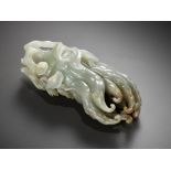 A CELADON JADE CARVING OF A FINGER CITRON, CHINA, 18TH - 19TH CENTURY