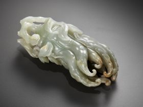 A CELADON JADE CARVING OF A FINGER CITRON, CHINA, 18TH - 19TH CENTURY